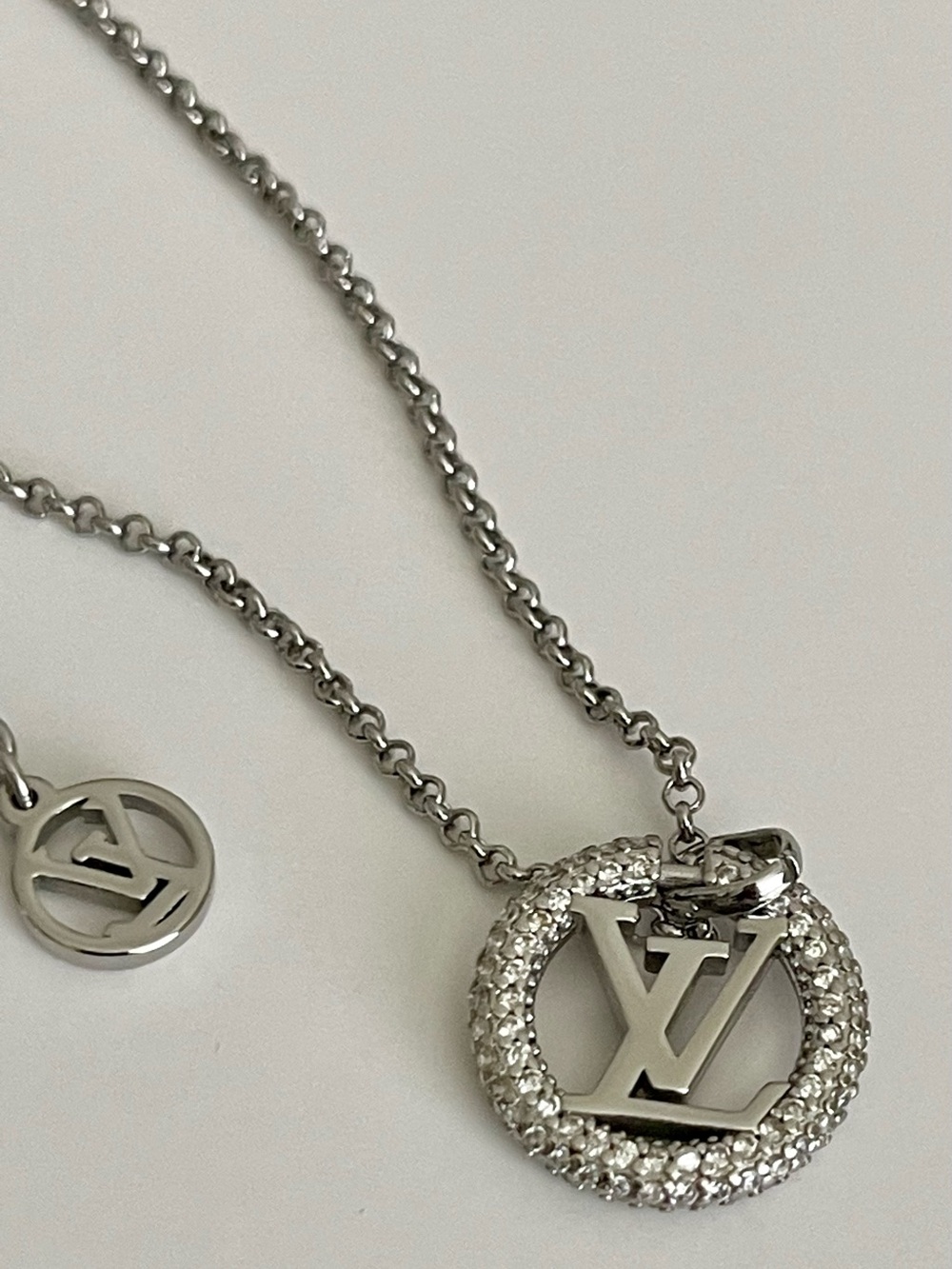 Petite Silver LV Necklace - Picture 2 of 3
